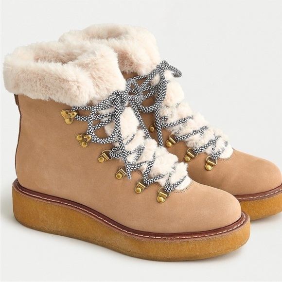 J. Crew Shoes - J.Crew Lace-Up Fur Lined Hiking Boots. Women's Sz. 12 Warm | Neutral | Cozy NWOT